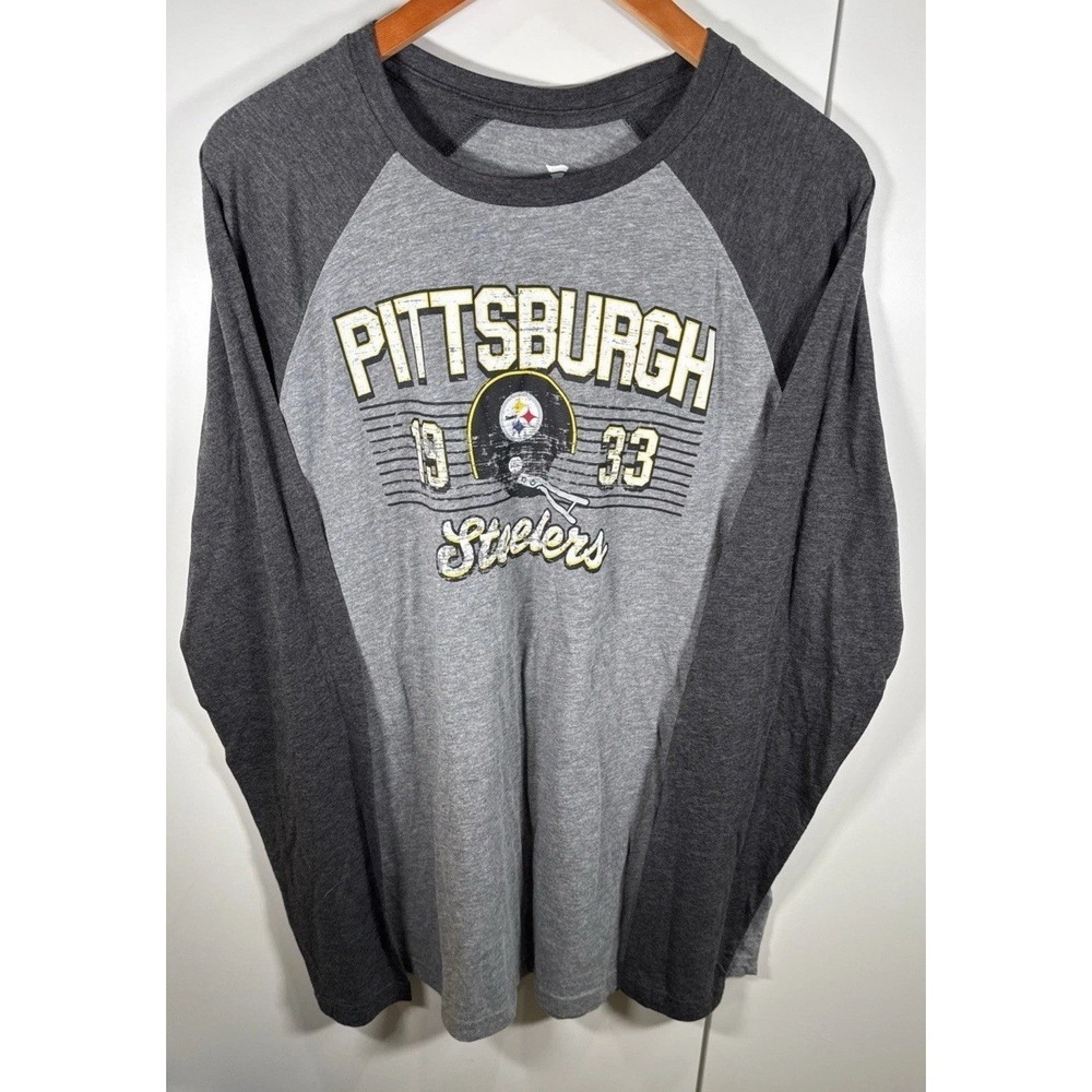 Pittsburgh Steelers Fanatics Heather Gray Long Sleeve Shirt